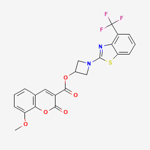 molecular formula C22H15F3N2O5S B2496461 1-(4-(三氟甲基)苯并[1,3]噻唑-2-基)氮杂环丙烷-3-基 8-甲氧基-2-氧代-2H-香豆素-3-羧酸酯 CAS No. 1396844-64-6