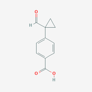 molecular formula C11H10O3 B2496472 4-(1-Formylcyclopropyl)benzoic acid CAS No. 2248284-93-5