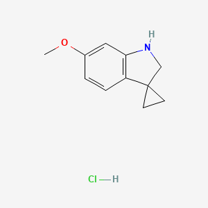 molecular formula C11H14ClNO B2496479 Chlorhydrate de 6'-méthoxy-1',2'-dihydrospiro[cyclopropane-1,3'-indole] CAS No. 2197055-37-9