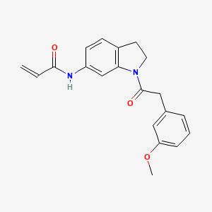 molecular formula C20H20N2O3 B2496487 N-[1-[2-(3-Methoxyphenyl)acetyl]-2,3-dihydroindol-6-yl]prop-2-enamide CAS No. 2305533-29-1