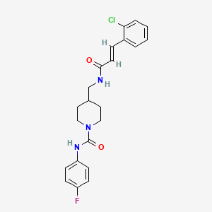 molecular formula C22H23ClFN3O2 B2496493 (E)-4-((3-(2-氯苯基)丙烯酰胺基)甲基)-N-(4-氟苯基)哌啶-1-甲酰胺 CAS No. 1235707-00-2