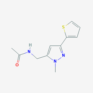 molecular formula C11H13N3OS B2496508 N-[(2-Methyl-5-thiophen-2-ylpyrazol-3-yl)methyl]acetamide CAS No. 2320211-64-9