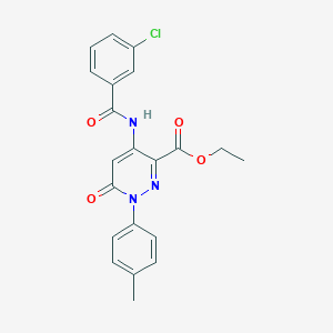 molecular formula C21H18ClN3O4 B2496510 Ethyl 4-(3-chlorobenzamido)-6-oxo-1-(p-tolyl)-1,6-dihydropyridazine-3-carboxylate CAS No. 941885-83-2