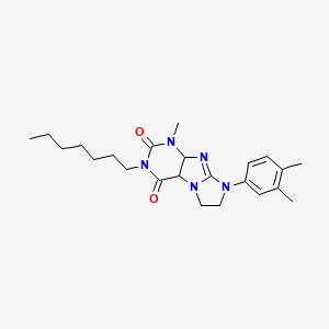 molecular formula C23H31N5O2 B2496511 8-(3,4-dimethylphenyl)-3-heptyl-1-methyl-1H,2H,3H,4H,6H,7H,8H-imidazo[1,2-g]purine-2,4-dione CAS No. 872843-05-5