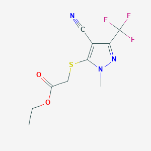 ethyl 2-{[4-cyano-1-methyl-3-(trifluoromethyl)-1H-pyrazol-5-yl]sulfanyl}acetate