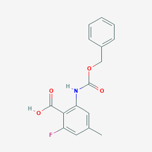 molecular formula C16H14FNO4 B2496529 2-Fluoro-4-methyl-6-(phenylmethoxycarbonylamino)benzoic acid CAS No. 2248392-66-5