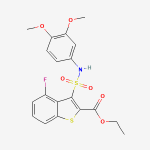 molecular formula C19H18FNO6S2 B2496538 Ethyl 3-[(3,4-dimethoxyphenyl)sulfamoyl]-4-fluoro-1-benzothiophene-2-carboxylate CAS No. 899724-40-4