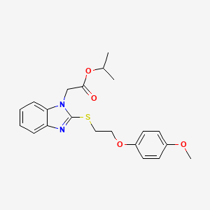 molecular formula C21H24N2O4S B2496539 Methylethyl 2-{2-[2-(4-methoxyphenoxy)ethylthio]benzimidazolyl}acetate CAS No. 920117-08-4