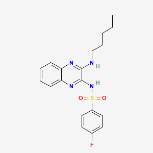 molecular formula C19H21FN4O2S B2496546 4-氟-N-(3-(戊基氨基)喹喔啉-2-基)苯磺酰胺 CAS No. 714244-53-8