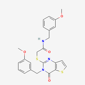 molecular formula C24H23N3O4S2 B2496548 N-(3-methoxybenzyl)-2-{[3-(3-methoxybenzyl)-4-oxo-3,4-dihydrothieno[3,2-d]pyrimidin-2-yl]sulfanyl}acetamide CAS No. 1260989-84-1