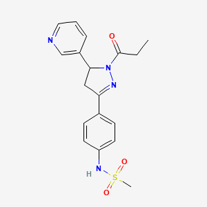 N-{4-[1-propanoyl-5-(pyridin-3-yl)-4,5-dihydro-1H-pyrazol-3-yl]phenyl}methanesulfonamide