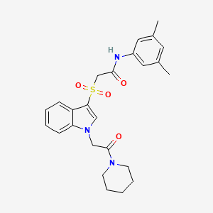 N-(3,5-dimethylphenyl)-2-((1-(2-oxo-2-(piperidin-1-yl)ethyl)-1H-indol-3-yl)sulfonyl)acetamide