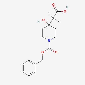 molecular formula C17H23NO5 B2496570 2-(1-Carbobenzyloxy-4-hydroxypiperidin-4-yl)-2-methylpropionic acid CAS No. 78741-59-0