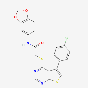 N-(benzo[d][1,3]dioxol-5-yl)-2-((5-(4-chlorophenyl)thieno[2,3-d]pyrimidin-4-yl)thio)acetamide