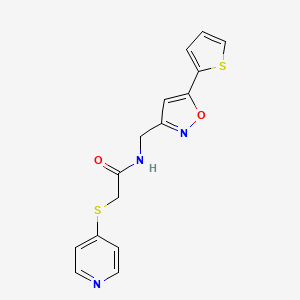 molecular formula C15H13N3O2S2 B2496582 2-(吡啶-4-基硫)-N-((5-(噻吩-2-基)异噁唑-3-基)甲基)乙酰胺 CAS No. 1211611-29-8