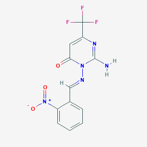 2-amino-3-[(E)-(2-nitrophenyl)methylideneamino]-6-(trifluoromethyl)pyrimidin-4-one