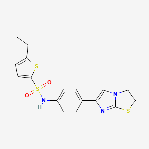 molecular formula C17H17N3O2S3 B2496596 N-(4-(2,3-二氢咪唑[2,1-b]噻唑-6-基)苯基)-5-乙基噻吩-2-磺酰胺 CAS No. 893984-96-8