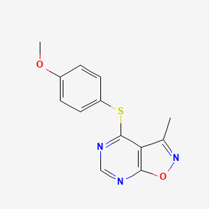 Methyl 4-[(3-methylisoxazolo[5,4-d]pyrimidin-4-yl)sulfanyl]phenyl ether