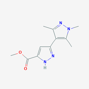molecular formula C11H14N4O2 B2496598 methyl 1',3',5'-trimethyl-1'H,2H-3,4'-bipyrazole-5-carboxylate CAS No. 1297612-79-3