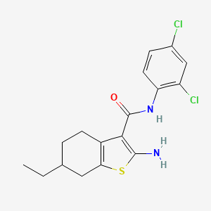 molecular formula C17H18Cl2N2OS B2496616 2-amino-N-(2,4-dichlorophenyl)-6-ethyl-4,5,6,7-tetrahydro-1-benzothiophene-3-carboxamide CAS No. 590351-13-6