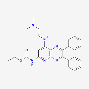 molecular formula C26H28N6O2 B2496624 乙酸(8-((2-(二甲基氨基)乙基)氨基)-2,3-二苯基吡啶[2,3-b]吡嗪-6-基)酯 CAS No. 1347749-97-6