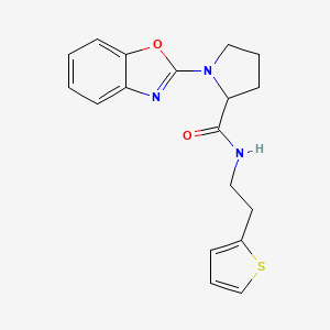 molecular formula C18H19N3O2S B2496627 1-(benzo[d]oxazol-2-yl)-N-(2-(thiophen-2-yl)ethyl)pyrrolidine-2-carboxamide CAS No. 1796887-05-2