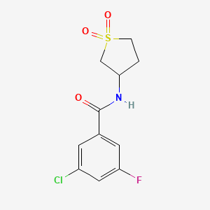 molecular formula C11H11ClFNO3S B2496629 3-Chloro-N-(1,1-dioxothiolan-3-yl)-5-fluorobenzamide CAS No. 2325901-89-9