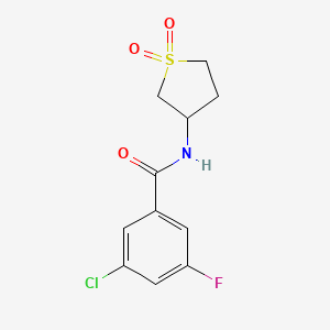 molecular formula C11H11ClFNO3S B2496629 3-chloro-N-(1,1-dioxo-1lambda6-thiolan-3-yl)-5-fluorobenzamide CAS No. 2325901-89-9