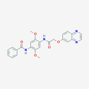 molecular formula C25H22N4O5 B249663 N-(2,5-dimethoxy-4-{[(quinoxalin-6-yloxy)acetyl]amino}phenyl)benzamide 