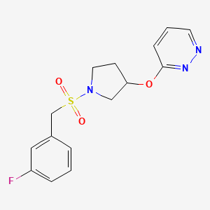 molecular formula C15H16FN3O3S B2496630 3-((1-((3-Fluorobenzyl)sulfonyl)pyrrolidin-3-yl)oxy)pyridazine CAS No. 2034501-50-1