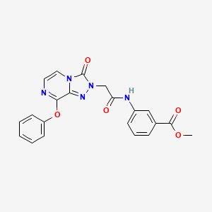 molecular formula C21H17N5O5 B2496635 甲基3-(2-(3-氧代-8-苯氧基-[1,2,4]三唑并[4.3-a]吡嗪-2(3H)-基)乙酰氨基)苯甲酸酯 CAS No. 1251692-24-6