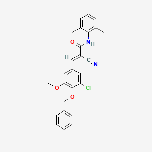molecular formula C27H25ClN2O3 B2496637 (E)-3-[3-chloro-5-methoxy-4-[(4-methylphenyl)methoxy]phenyl]-2-cyano-N-(2,6-dimethylphenyl)prop-2-enamide CAS No. 522657-19-8