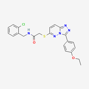 molecular formula C22H20ClN5O2S B2496640 N-(2-氯苄基)-2-((3-(4-乙氧基苯基)-[1,2,4]三唑[4,3-b]吡啶并[6,3-b]吡嗪-6-基)硫)乙酰胺 CAS No. 852436-93-2