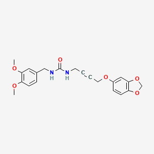 molecular formula C21H22N2O6 B2496642 1-(4-(Benzo[d][1,3]dioxol-5-yloxy)but-2-yn-1-yl)-3-(3,4-dimethoxybenzyl)urea CAS No. 1448128-24-2