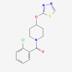 molecular formula C14H14ClN3O2S B2496648 (4-((1,3,4-Thiadiazol-2-yl)oxy)piperidin-1-yl)(2-chlorophenyl)methanone CAS No. 2192745-61-0