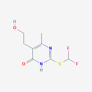molecular formula C8H10F2N2O2S B2496658 2-[(difluoromethyl)sulfanyl]-5-(2-hydroxyethyl)-6-methyl-4(3H)-pyrimidinone CAS No. 338393-38-7