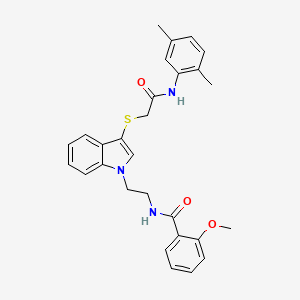 N-(2-(3-((2-((2,5-dimethylphenyl)amino)-2-oxoethyl)thio)-1H-indol-1-yl)ethyl)-2-methoxybenzamide