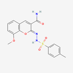 molecular formula C18H17N3O5S B2496682 (Z)-8-methoxy-2-(2-tosylhydrazono)-2H-chromene-3-carboxamide CAS No. 865657-32-5