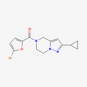 molecular formula C14H14BrN3O2 B2496702 (5-bromofuran-2-yl)(2-cyclopropyl-6,7-dihydropyrazolo[1,5-a]pyrazin-5(4H)-yl)methanone CAS No. 2034293-11-1