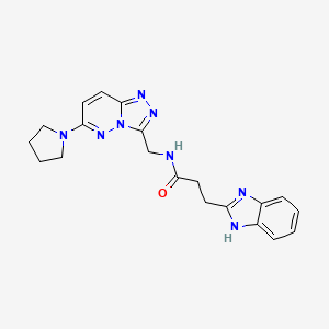 molecular formula C20H22N8O B2496708 3-(1H-苯并[d]咪唑-2-基)-N-((6-(吡咯烷-1-基)-[1,2,4]三唑啉[4,3-b]吡啶-3-基)甲基)丙酰胺 CAS No. 2034370-86-8