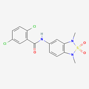 molecular formula C15H13Cl2N3O3S B2496710 2,5-dichloro-N-(1,3-dimethyl-2,2-dioxido-1,3-dihydrobenzo[c][1,2,5]thiadiazol-5-yl)benzamide CAS No. 2034402-48-5