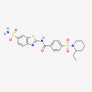 molecular formula C21H24N4O5S3 B2496711 4-((2-乙基哌嗪-1-基)磺酰胺基)-N-(6-磺酰胺基苯并[d]噻唑-2-基)苯甲酰胺 CAS No. 887204-17-3