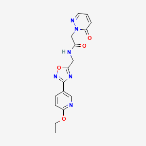 molecular formula C16H16N6O4 B2496729 N-((3-(6-乙氧吡啶-3-基)-1,2,4-噁二唑-5-基)甲基)-2-(6-氧代吡啶并嗪-1(6H)-基)乙酰胺 CAS No. 2034288-87-2