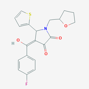 molecular formula C20H18FNO4S B249673 4-(4-fluorobenzoyl)-3-hydroxy-1-(tetrahydro-2-furanylmethyl)-5-(2-thienyl)-1,5-dihydro-2H-pyrrol-2-one 