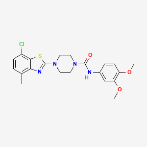 molecular formula C21H23ClN4O3S B2496732 4-(7-chloro-4-methylbenzo[d]thiazol-2-yl)-N-(3,4-dimethoxyphenyl)piperazine-1-carboxamide CAS No. 1209772-07-5