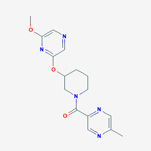 molecular formula C16H19N5O3 B2496742 (3-((6-Methoxypyrazin-2-yl)oxy)piperidin-1-yl)(5-methylpyrazin-2-yl)methanone CAS No. 2034501-79-4