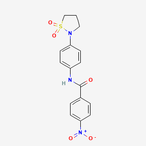 molecular formula C16H15N3O5S B2496745 N-(4-(1,1-dioxidoisothiazolidin-2-yl)phenyl)-4-nitrobenzamide CAS No. 942010-88-0
