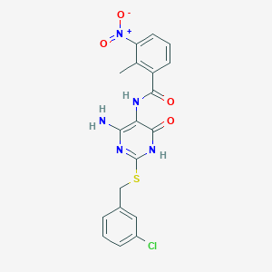 N-(4-amino-2-((3-chlorobenzyl)thio)-6-oxo-1,6-dihydropyrimidin-5-yl)-2-methyl-3-nitrobenzamide