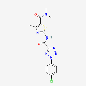 molecular formula C15H14ClN7O2S B2496769 2-(2-(4-chlorophenyl)-2H-tetrazole-5-carboxamido)-N,N,4-trimethylthiazole-5-carboxamide CAS No. 1396798-55-2