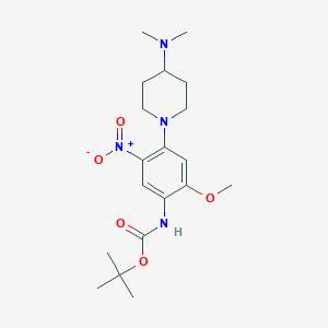 molecular formula C19H30N4O5 B2496776 tert-Butyl (4-(4-(dimethylamino)piperidin-1-yl)-2-methoxy-5-nitrophenyl)carbamate CAS No. 1894234-34-4